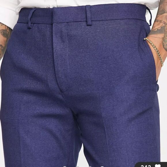 ASOS DESIGN Wedding super skinny suit pants in navy micro texture W38XL34 Nwt - Picture 3 of 7